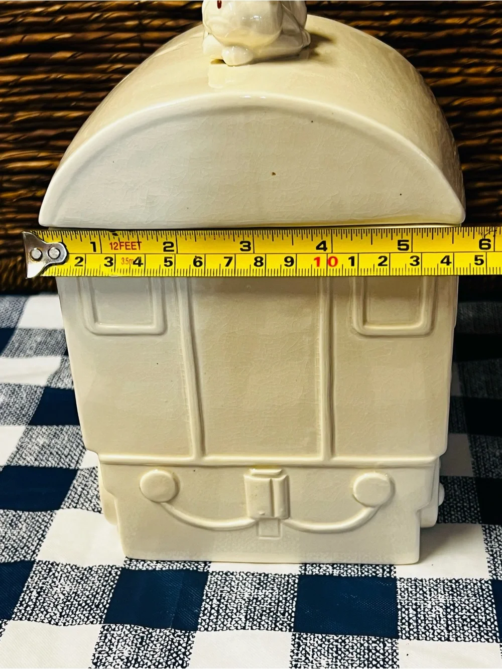 Whimsical Vintage Ceramic Choo Choo Train Cookie Jar With Dog Handle